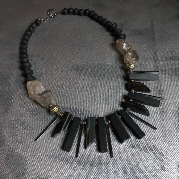 Handmade Fringe Bib Statement Necklace Gemstone - Picture 5 of 5